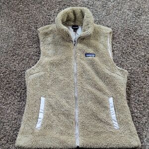 Women's Patagonia Los Gatos FA25216FA18 Tan Fleece Vest with White Trim